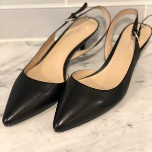 NWT Nine West Kitten Heel leather slingbacks